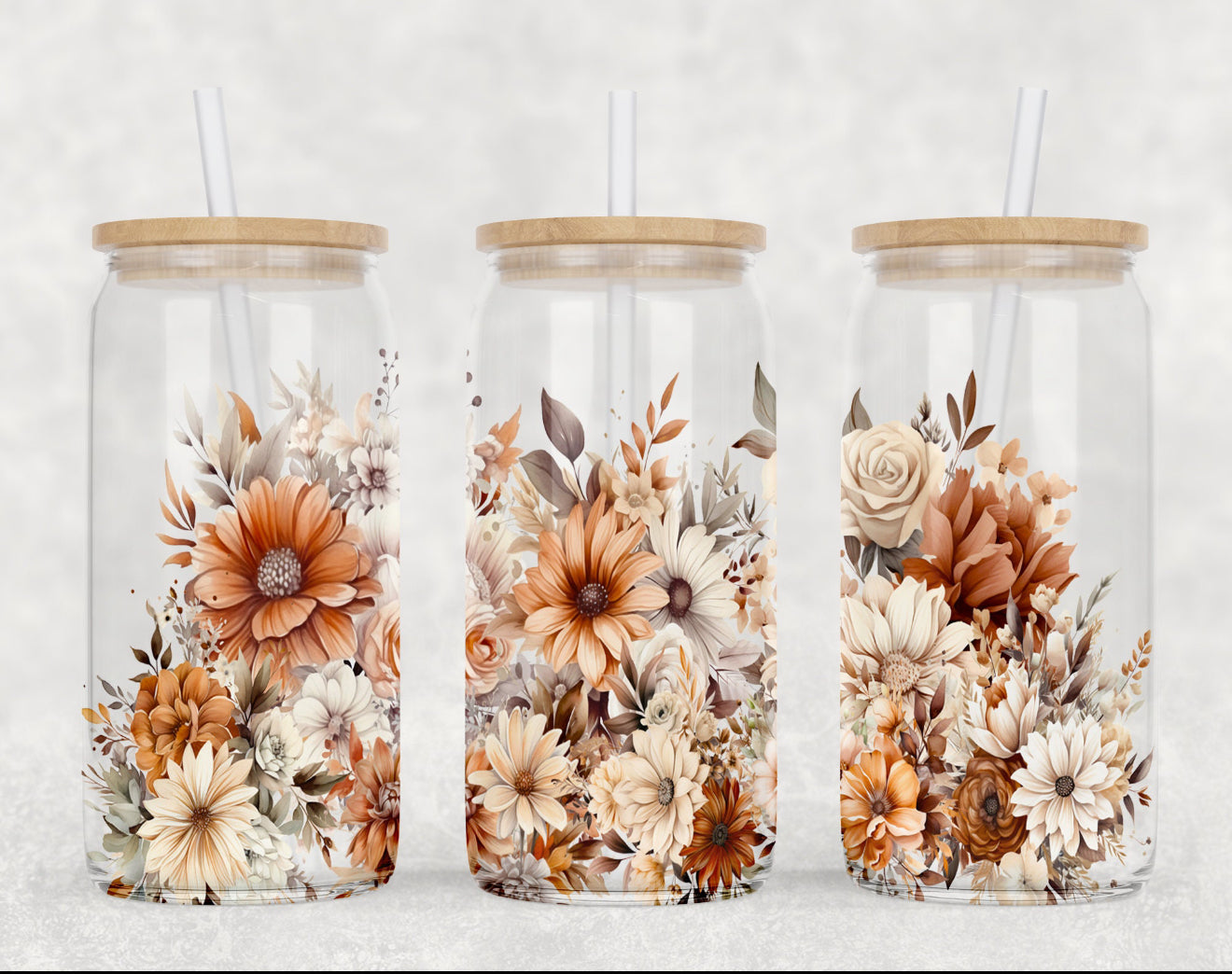 Boho Flowers Glass Tumbler